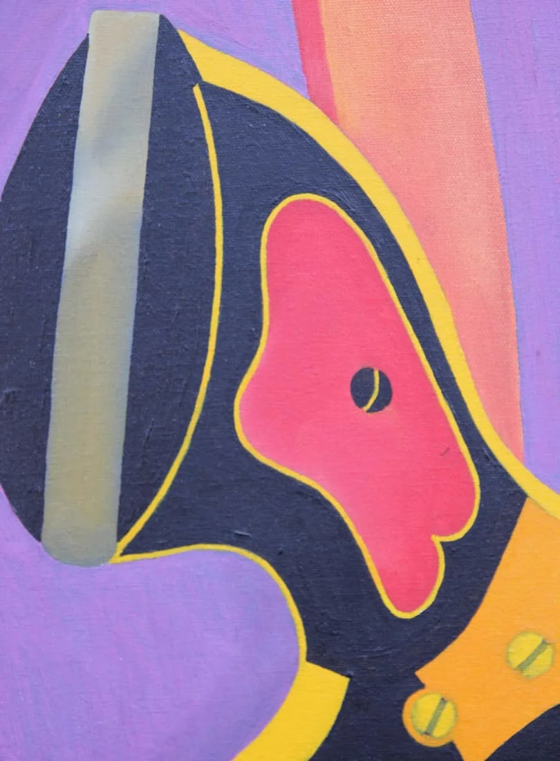 1980s "The Blackhand" Abstract Modern Pop Art Portrait Painting by Robert Sandman, Framed - 9
