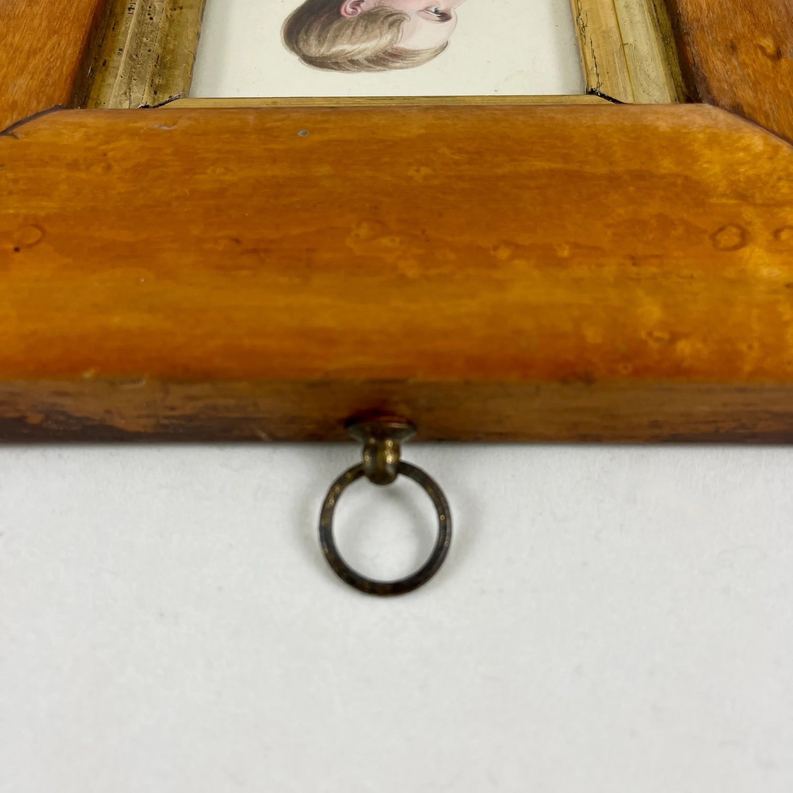 English Regency Period Original Watercolor Fruitwood Frame Portrait of a Young Man - 8