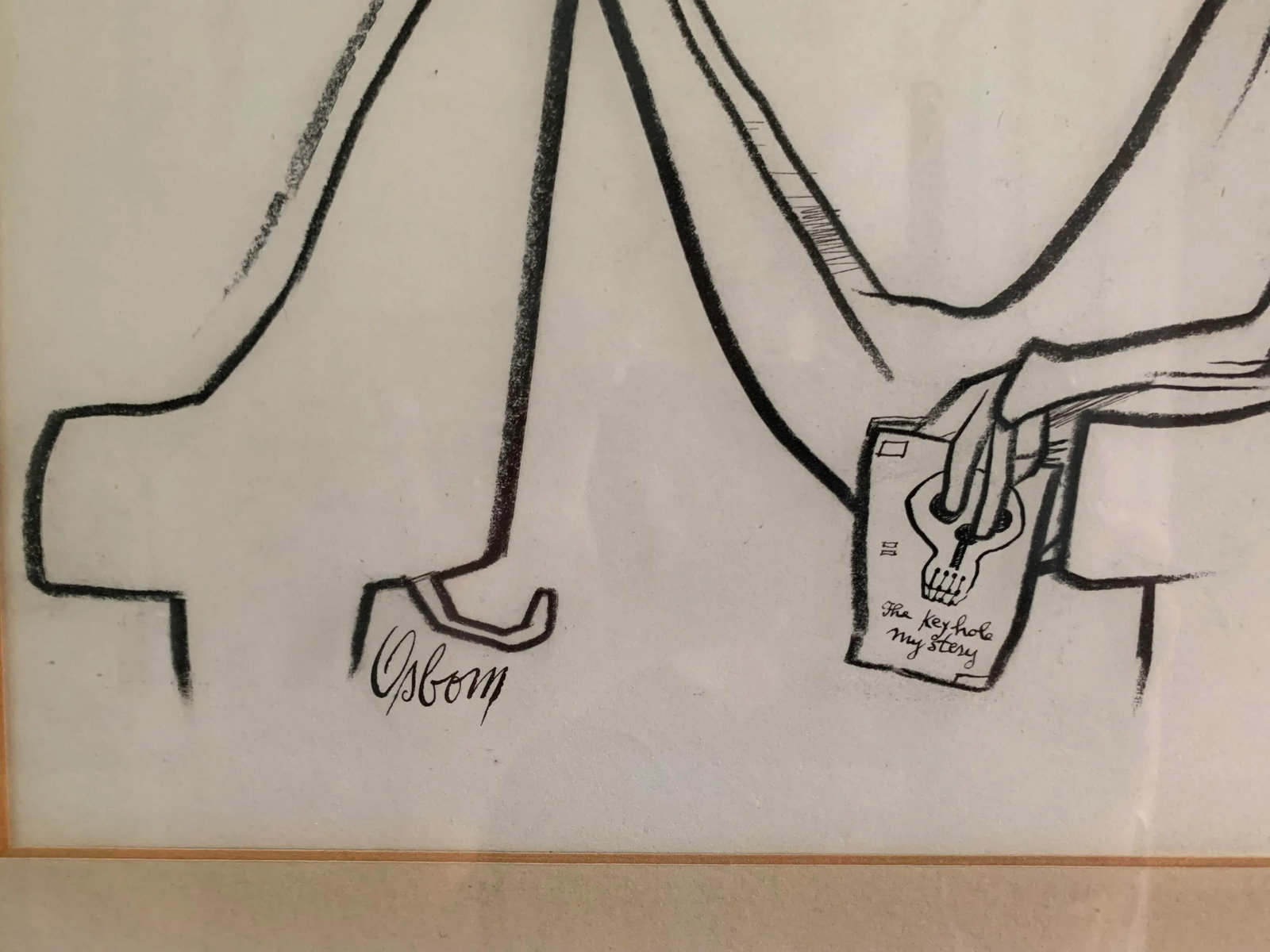 1960s "Man Sleeping in Chair" Abstract Drawing by Robert Osborn, Framed - 2