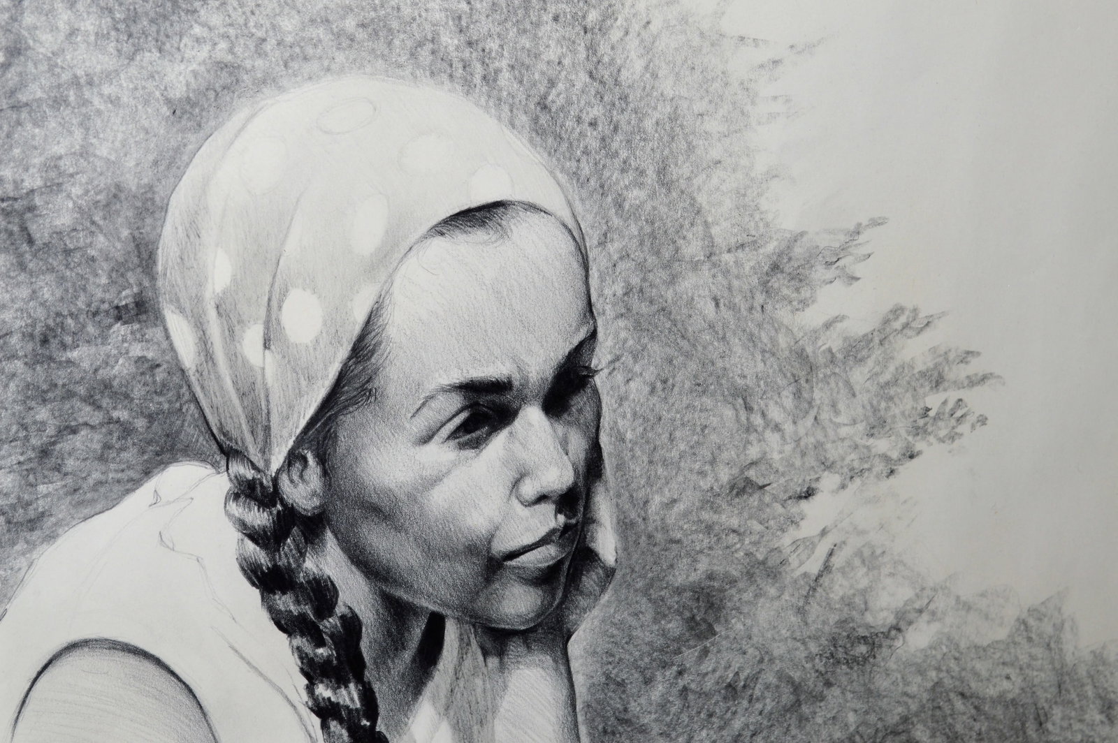 1990s Gilbert Young Original Signed Graphite Drawing of a Woman, Framed - 2