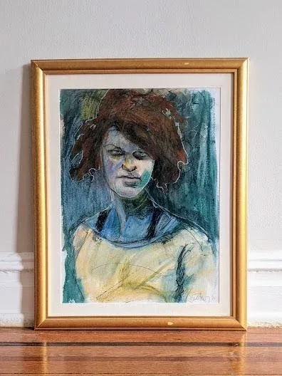 Contemporary Impressionist Portrait Pastel Drawing on Paper, Framed - 4