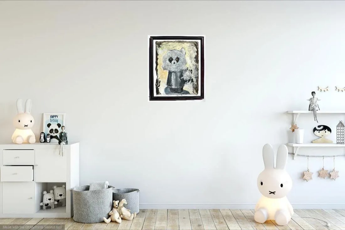 Framed "Rocky Racoon" Contemporary Painting by Listed Artist Martha Holden - 4