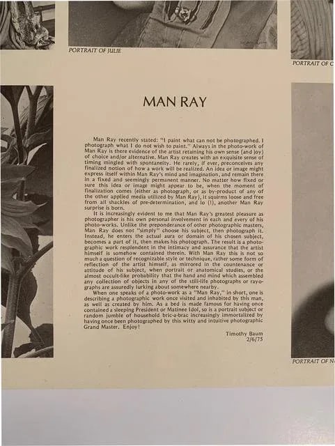 Vintage Photographs of Man Ray, G. Ray Hawkins Gallery Poster, Gallery Poster, 1975 - 2