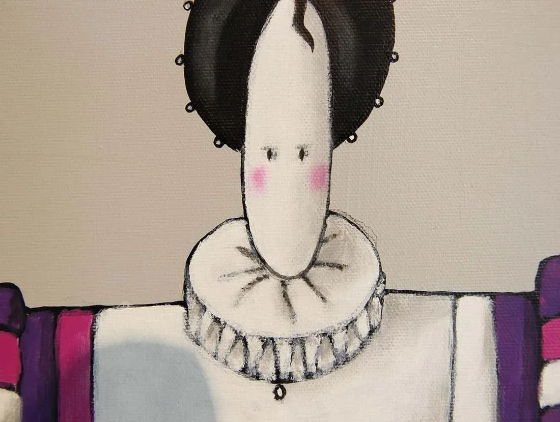 2021 "Mme. Violette" Abstract Aristocratic Figure Painting by Scott Woodard, Framed - 4