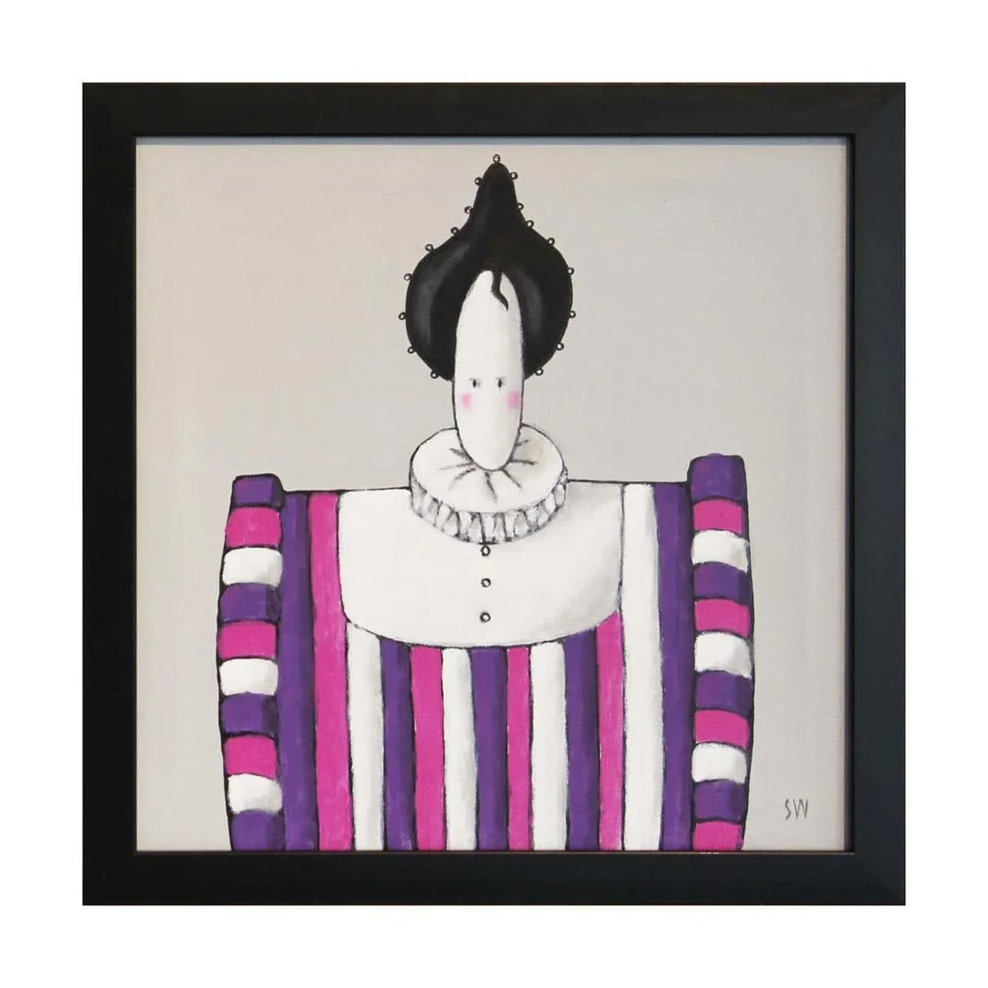 2021 "Mme. Violette" Abstract Aristocratic Figure Painting by Scott Woodard, Framed - 7