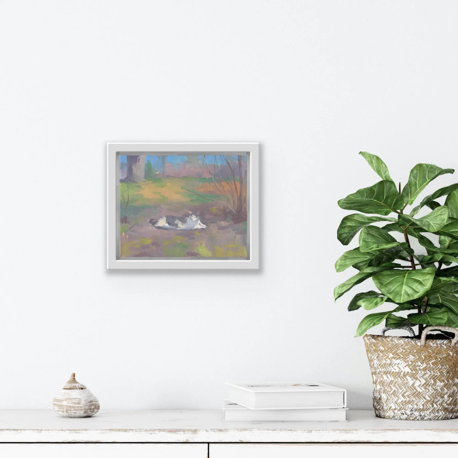 Gray and White Cat Oil Painting by Michelle Farro - 2