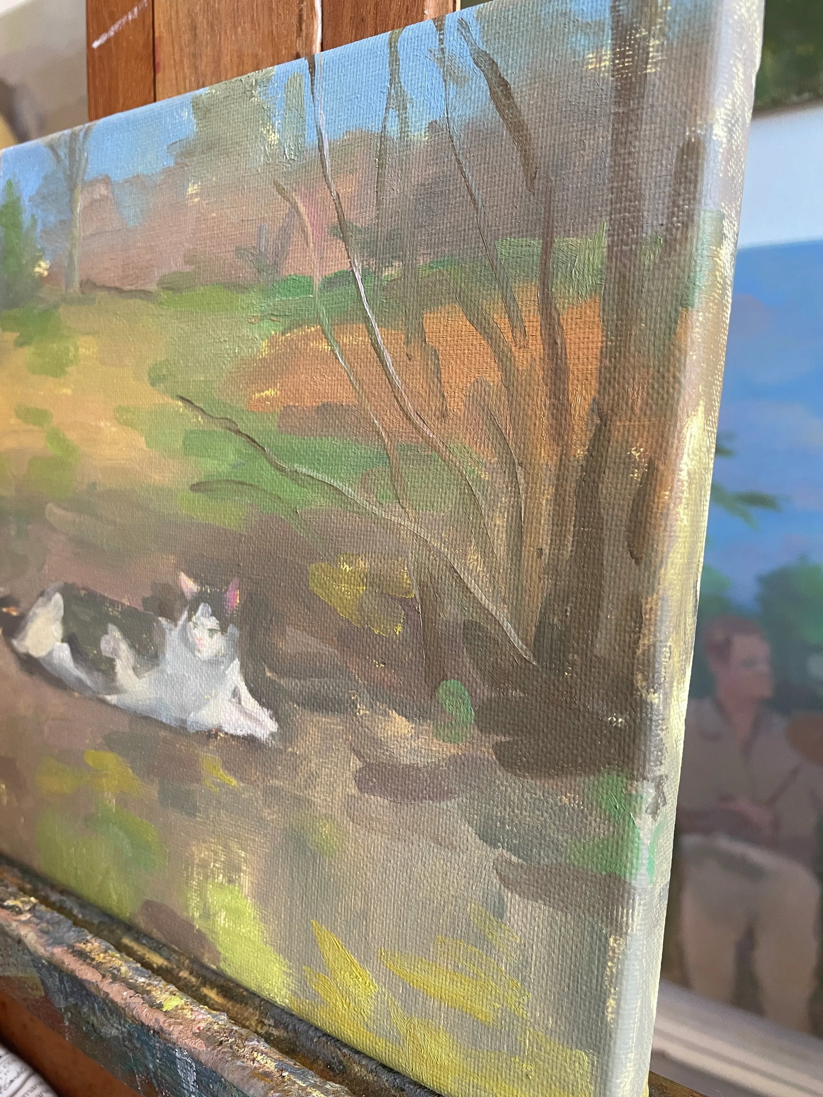 Gray and White Cat Oil Painting by Michelle Farro - 4