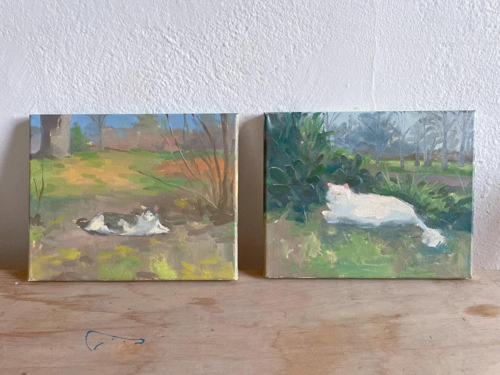 Gray and White Cat Oil Painting by Michelle Farro - 6