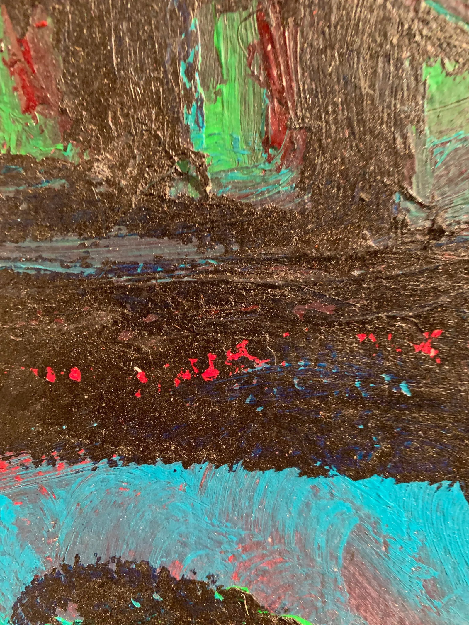 "Red Cheeks" C 2000 Outsider Artist Abstract Figure Painting - 8
