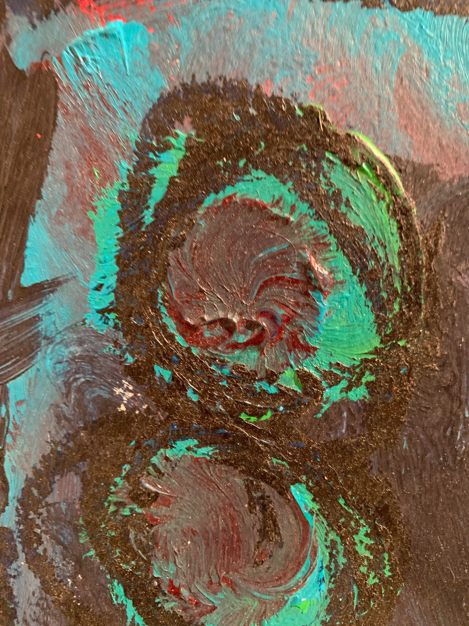 "Red Cheeks" C 2000 Outsider Artist Abstract Figure Painting - 9
