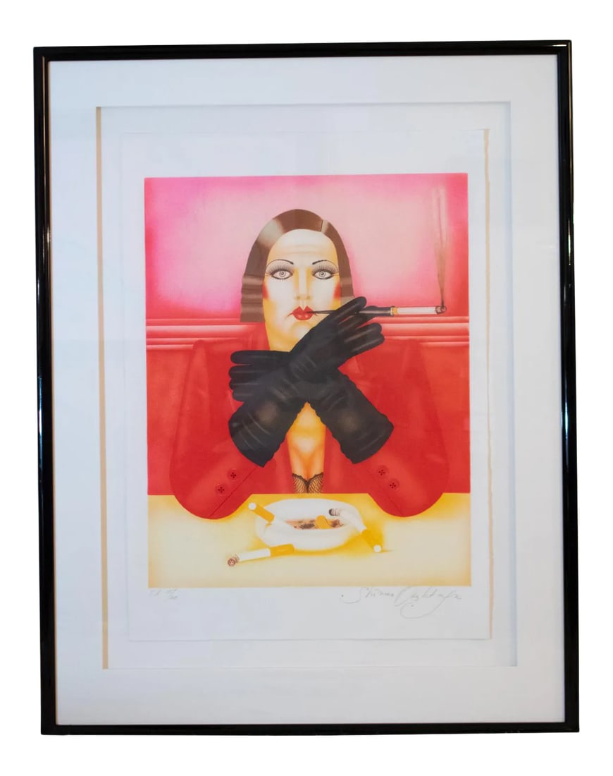 1984 "Susan" Art Deco Figurative Artist's Proof Numbered 15/30 by Shimon Okshteyn, Framed: This is a rare original 1984 artist's proof for "Susan," by the listed and well-known artist Shimon Okshteyn. His work is in many museums, galleries and are in both public and private collections.