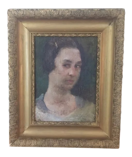 Early 20th Century Portrait of a Lady Oil Painting, Framed: This is a really good oil portrait, capturing this girl and her mood. Well painted, canvas mounted on board. Condition: Alterations: Original Condition Unaltered Imperfections: Needs Restoration Condi
