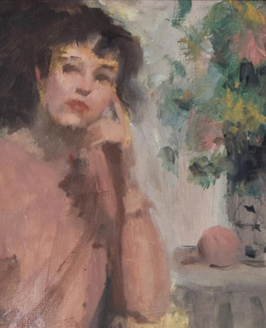 Vintage American Impressionist Portrait Oil Painting of a Woman by Harry Barton (1 of 7)