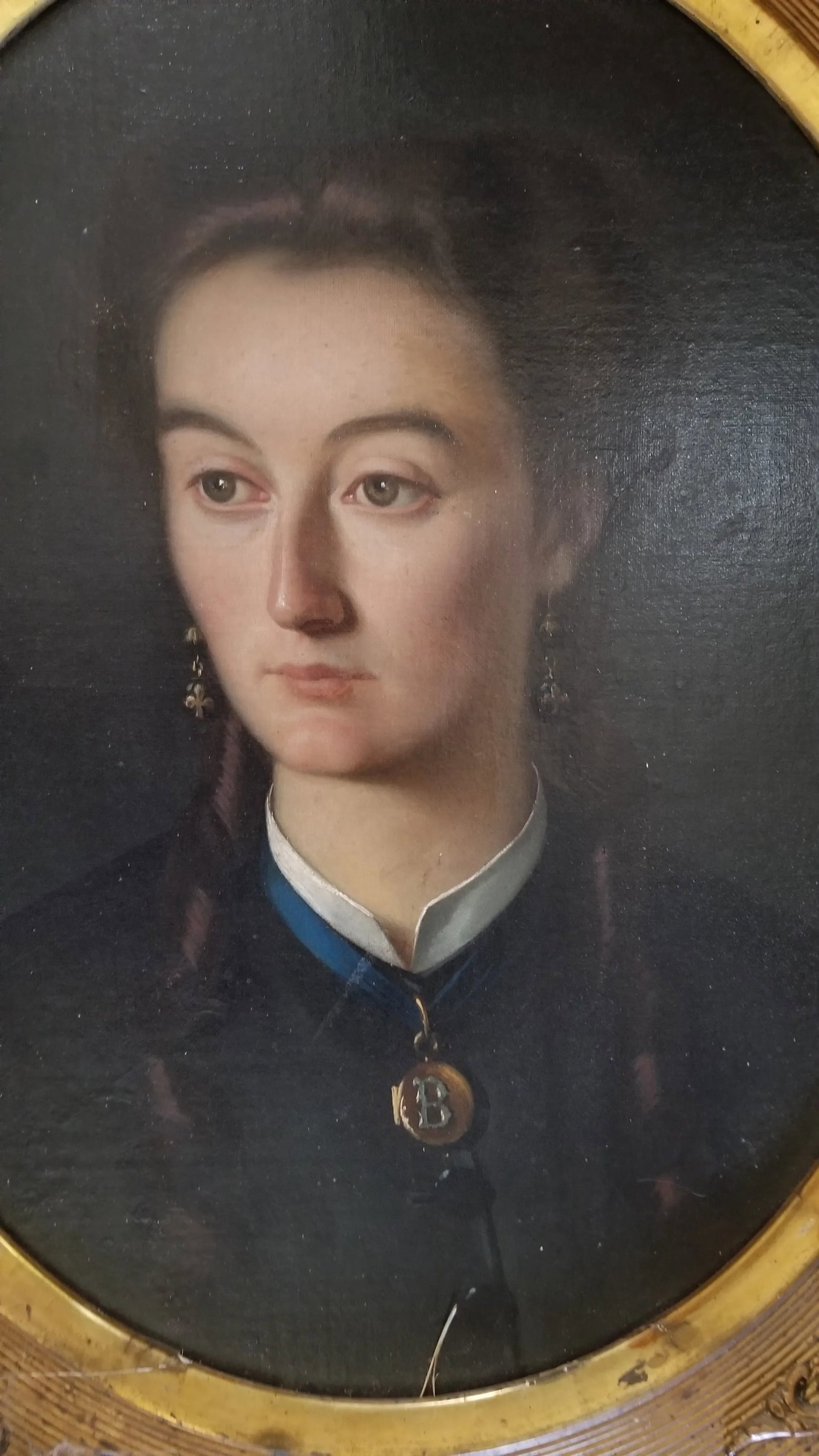 Mid 19th Century French Portrait of a Lady Oil Painting, Framed - 2