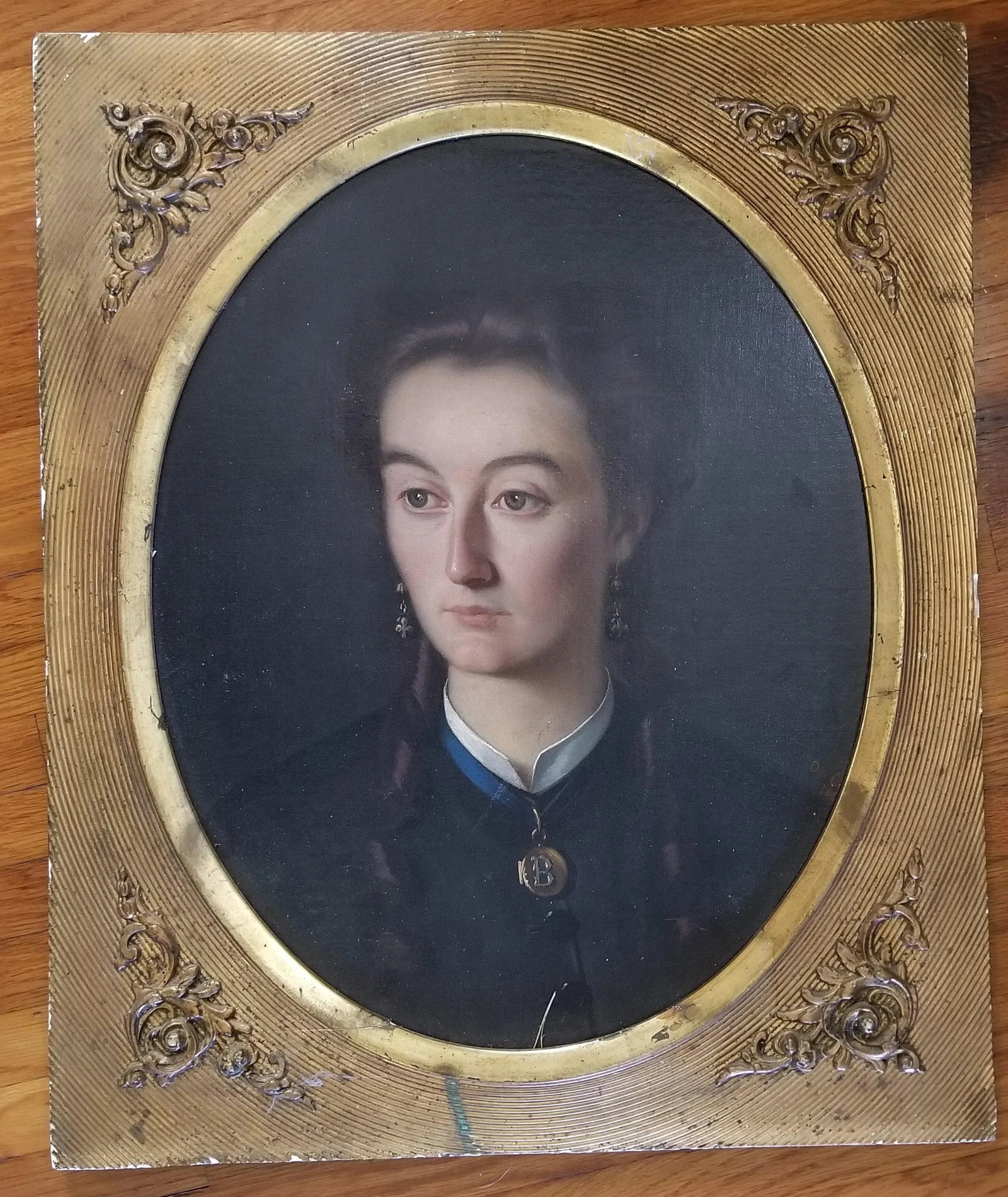 Mid 19th Century French Portrait of a Lady Oil Painting, Framed - 8