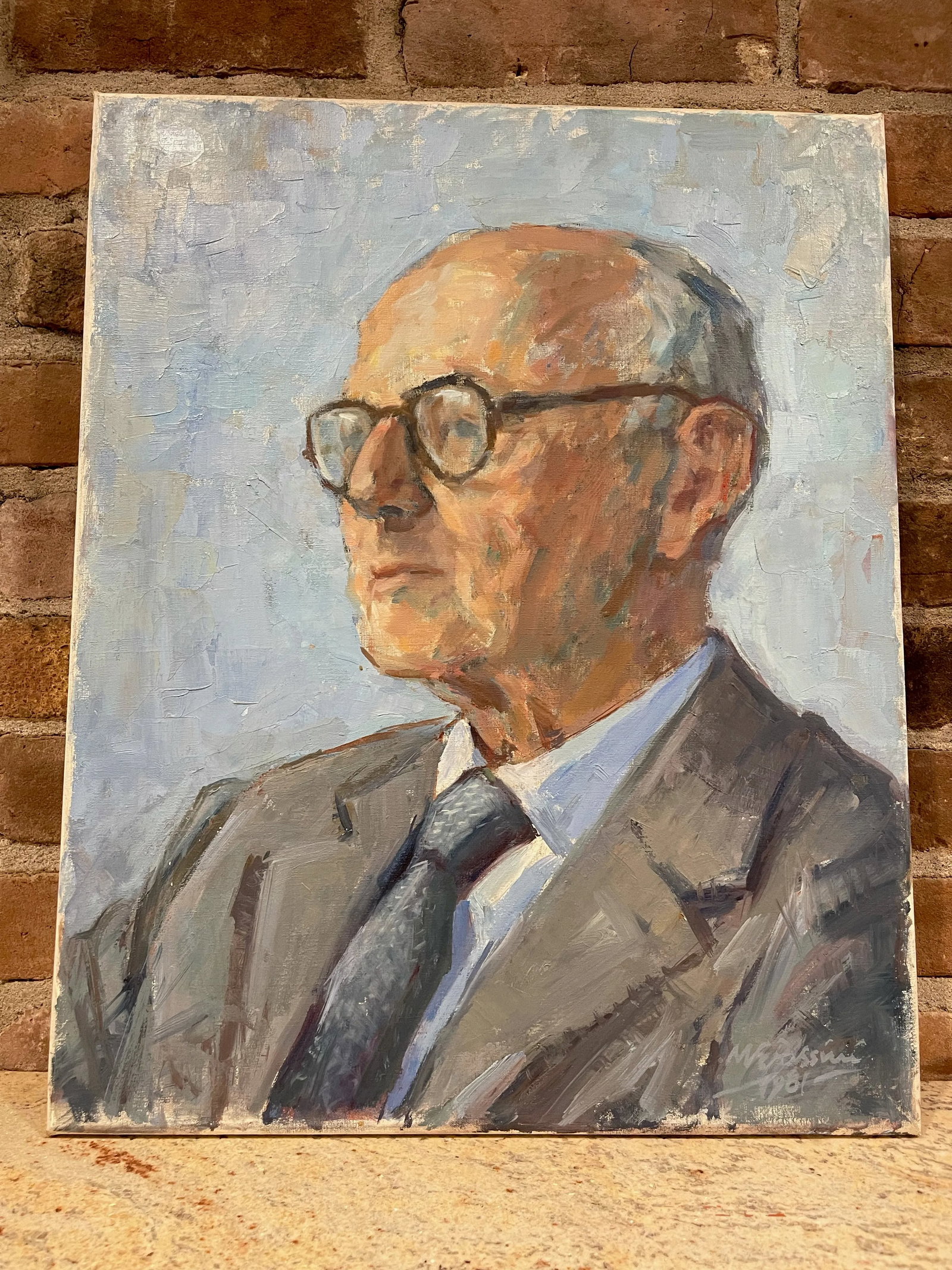 Mid 20th Century Oil Portrait Painting of a Gentleman by Mary Elizabeth Passini - 9