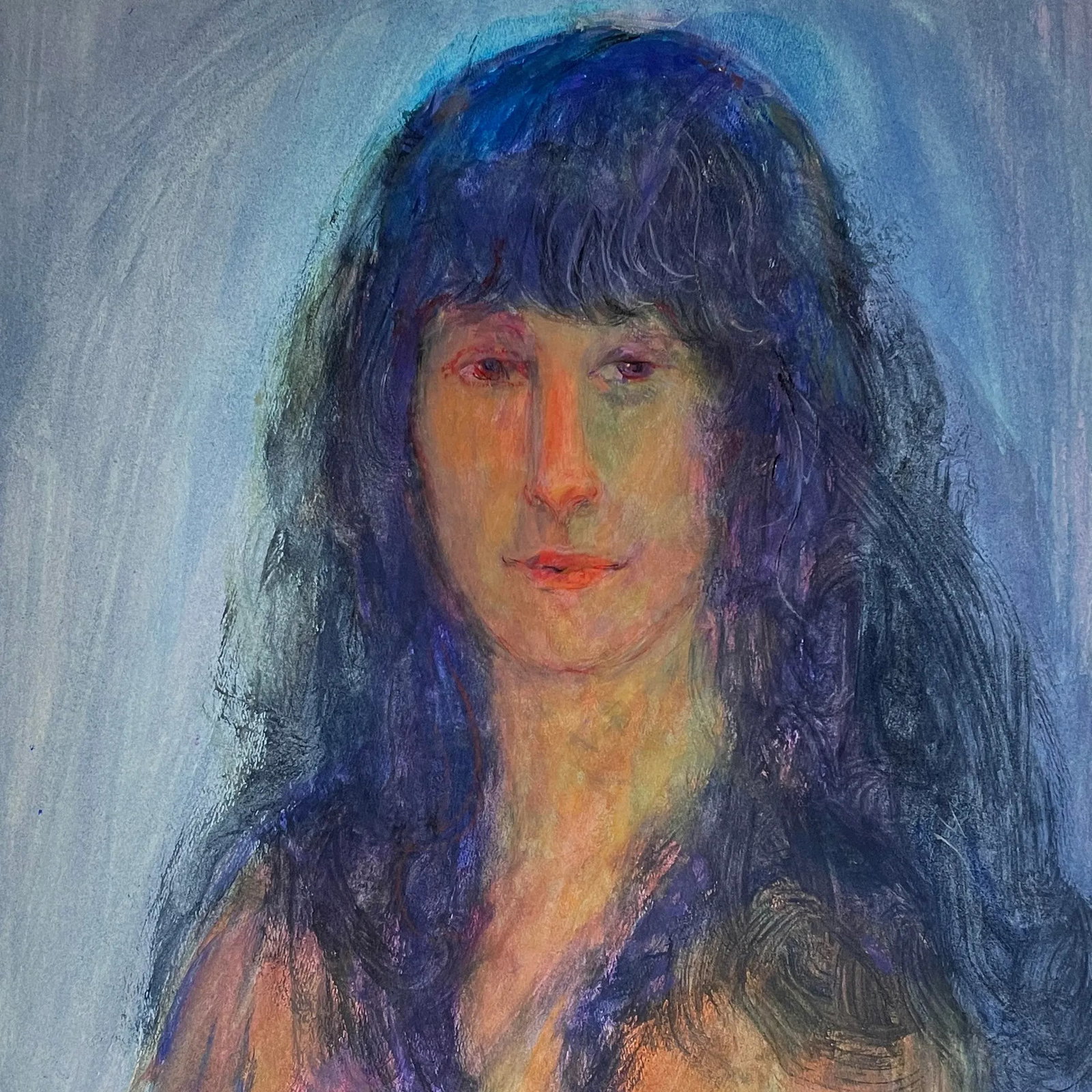 1971 Outsider Expressionist Portrait by e.j. Hartmann, Signed (Acrylic on Paper) - 3