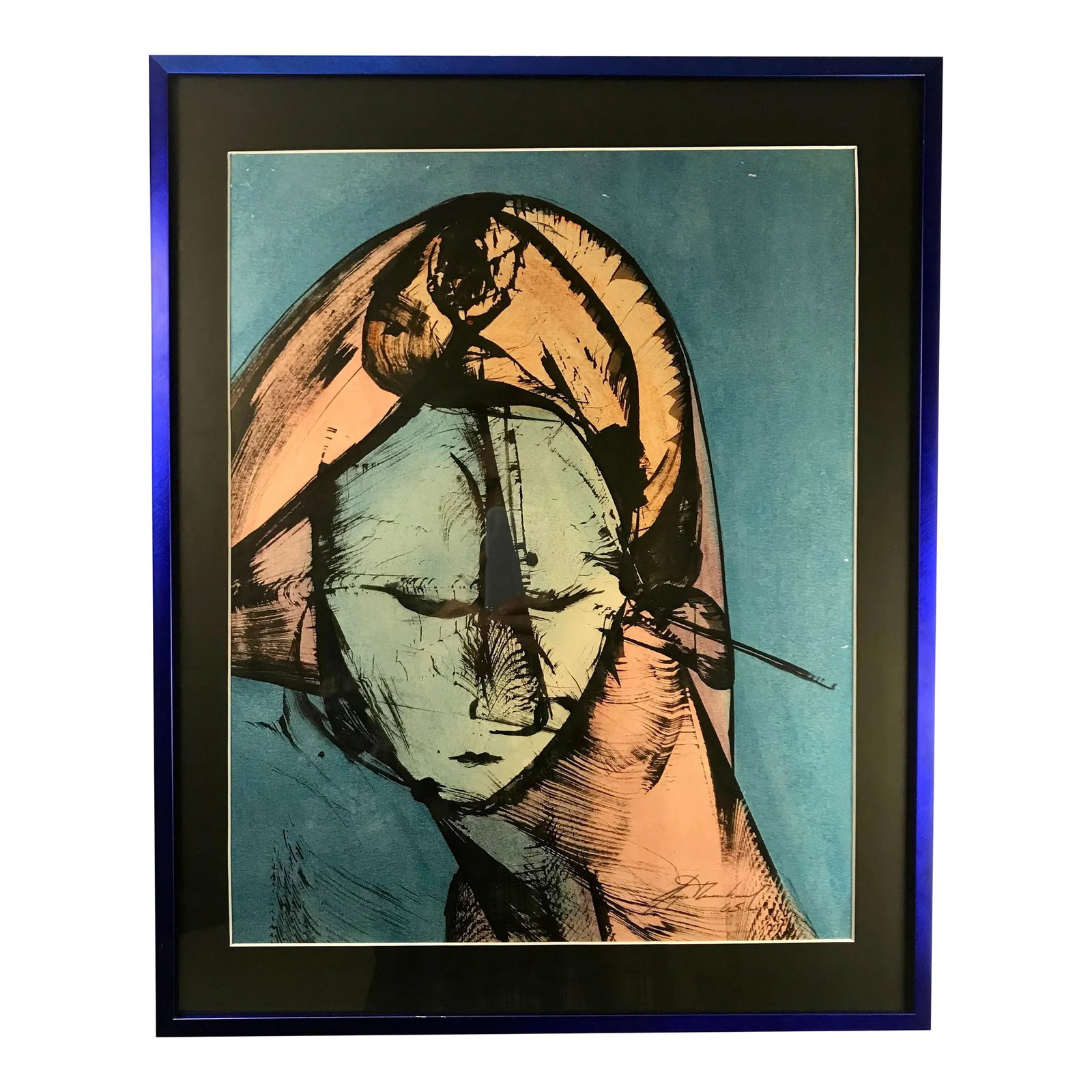 Mid-Century 1965 Watercolor and Ink Painting Signed by the Artist and Dated: Original 1965 Watercolor and Ink Painting Signed by the Artist and dated (see pic #3) Custom framed with acid free matting Aprox. dimensions: Painting: 16 1/2" x 13 1/2" Frame: 20 1/2" x 16 1/2 Condit