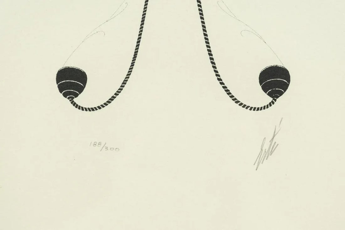 1970s Art Deco Figurative Etching Numbered 188/300 and Pencil Signed by Erte, Framed - 2