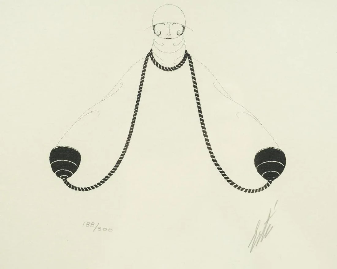 1970s Art Deco Figurative Etching Numbered 188/300 and Pencil Signed by Erte, Framed - 3