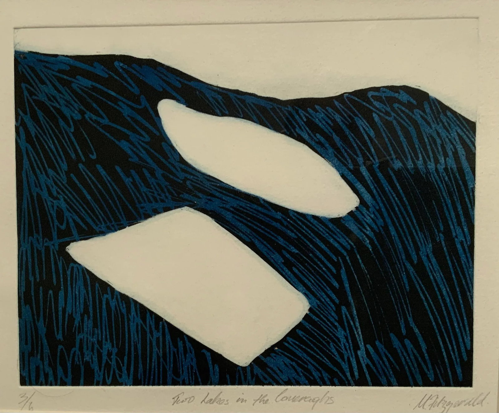"Two Lakes in Comeraghs" Dry Point Print by Mary Fitzgerald - 3