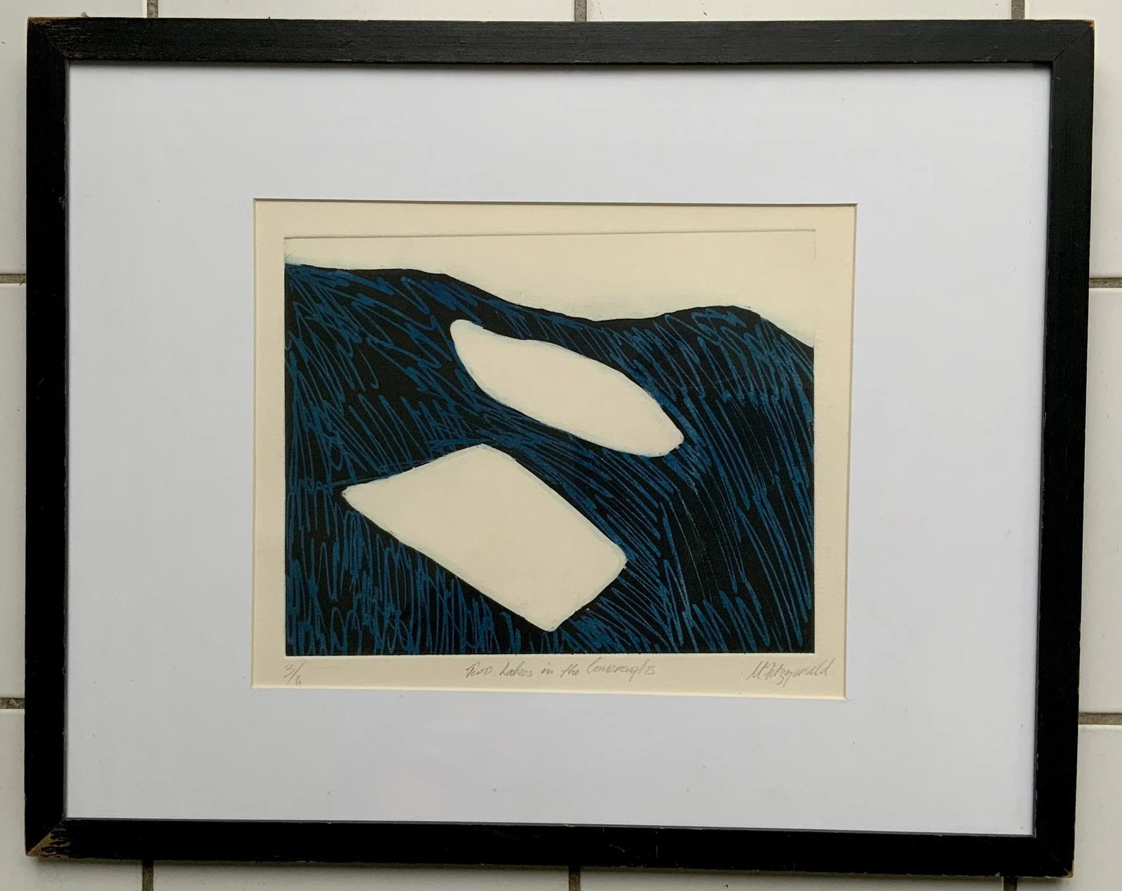 "Two Lakes in Comeraghs" Dry Point Print by Mary Fitzgerald - 7