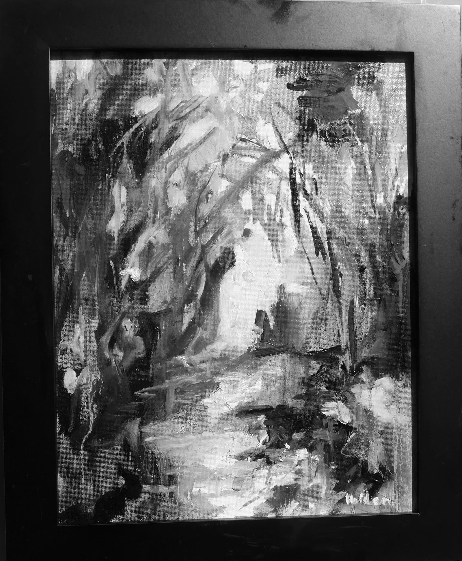 Framed "Into the Forest" Snow Contemporary Landscape by Listed Artist Martha Holden: PRICE REDUCED, over 32 people have liked this painting. Be the one to own it.!! Framed oil painting canvas. Painted in plein air in France by artist Martha Holden. She is known in the TV and film worl