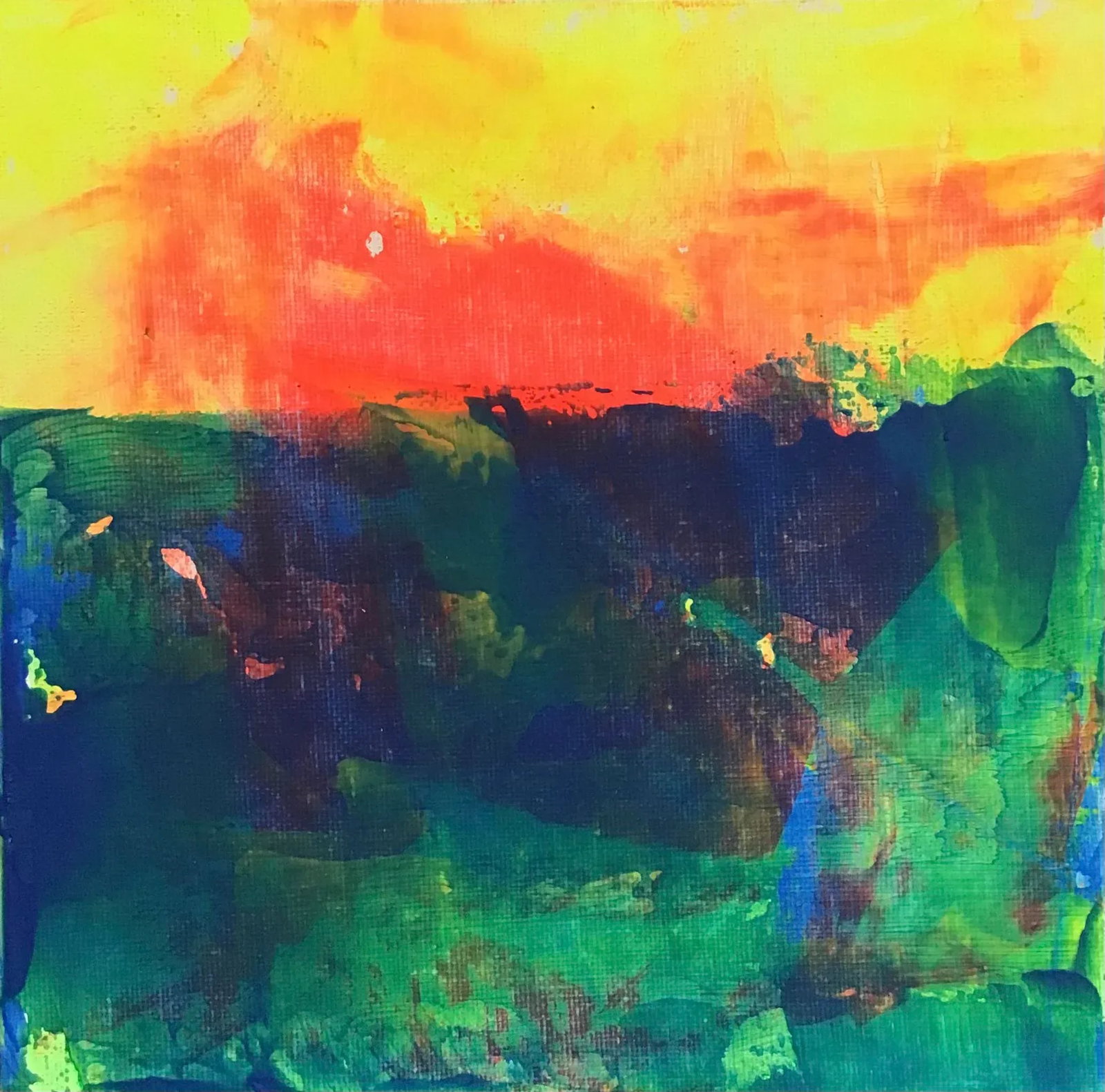 "CV110221" Contemporary Abstract Study Acrylic Painting on Canvas Panel: Coastal view on 8" by 8" Canvas Panel. Artist signed on the back side with S. Stilgenbauer (CA Artist Stephen Stilgenbauer). >> This size painting ships with USPS Priority Mail. Condition: Imperfectio