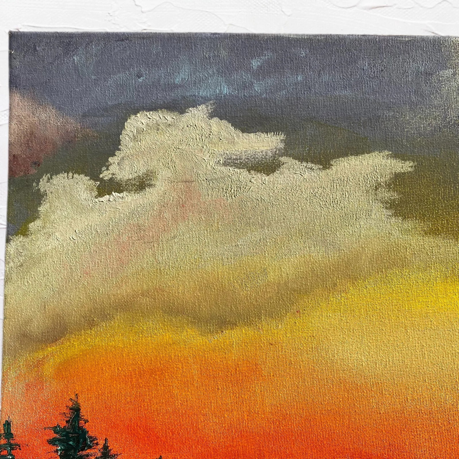 Bob Ross Style Acrylic Sunset Painting Colorful Landscape - 3