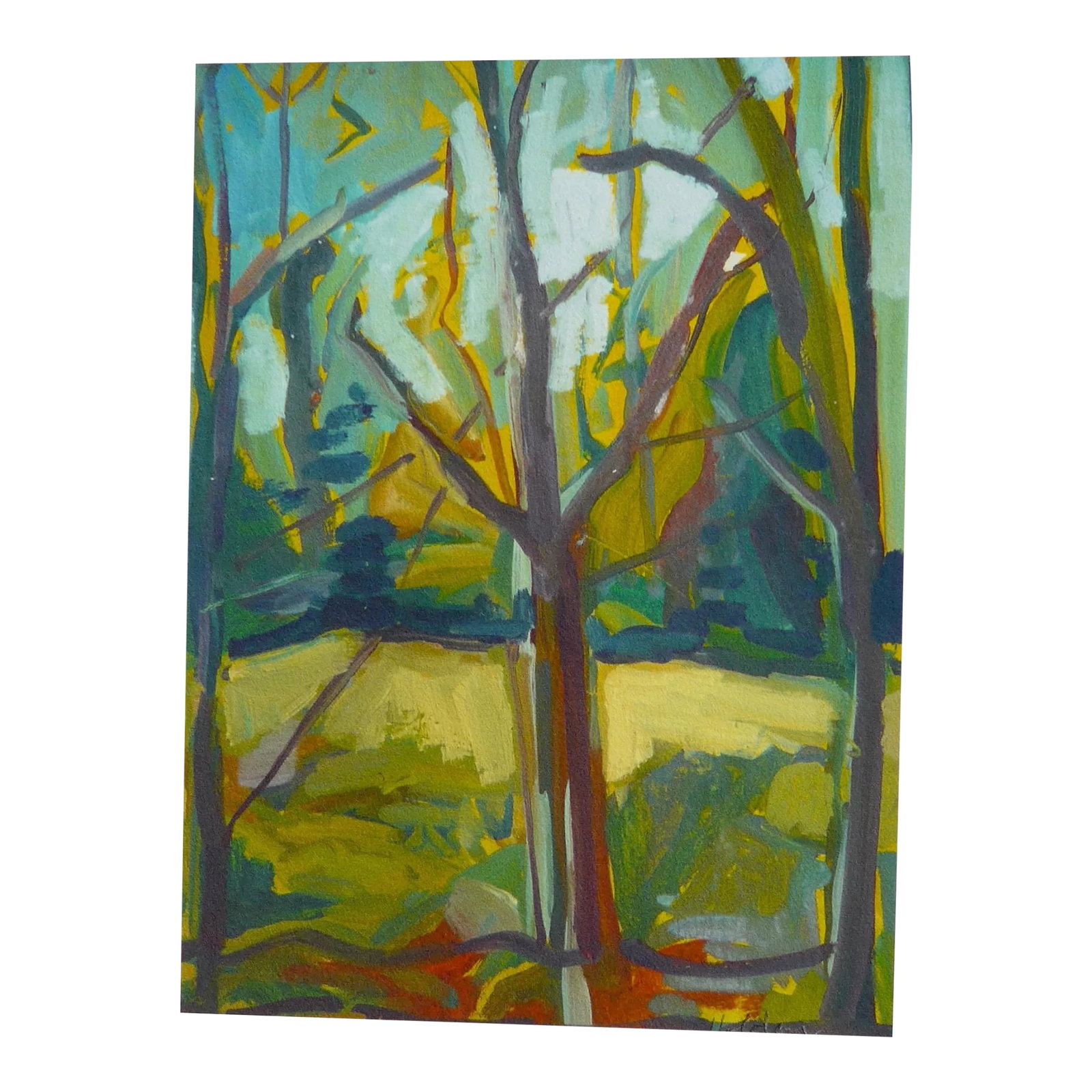 "Spring Forest" Contemporary Giclee Print: PRICE REDUCED:: over 15 people have "liked" this piece, be the one to own it or give it as a gift! Contemporary giclee print from original painting. Only one unique image made of this print.Image
