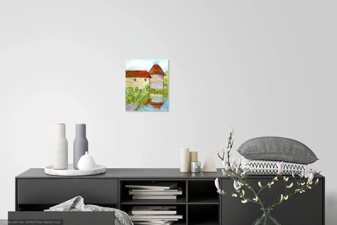 "French Country Chateau" Impressionist Style Oil Painting - 4