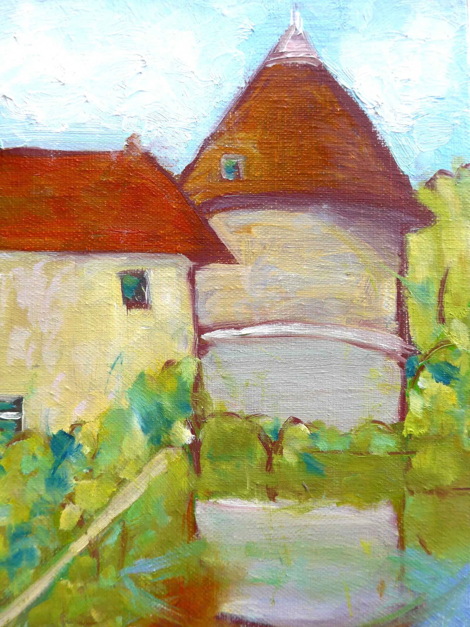 "French Country Chateau" Impressionist Style Oil Painting - 5