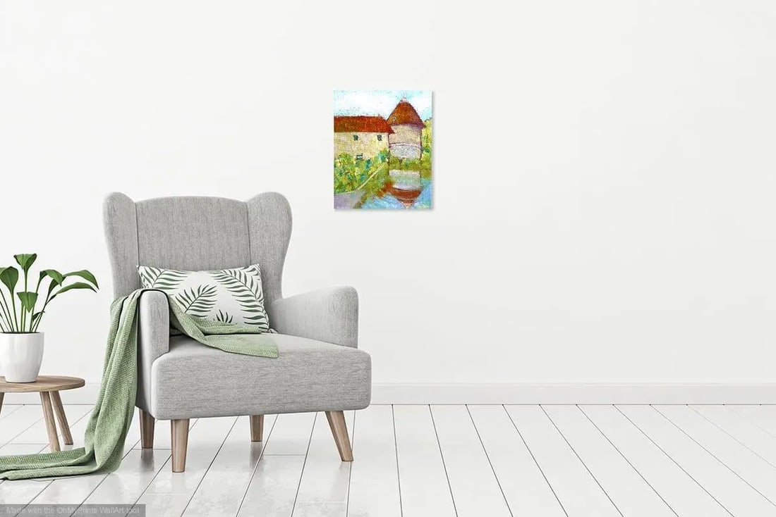 "French Country Chateau" Impressionist Style Oil Painting - 6