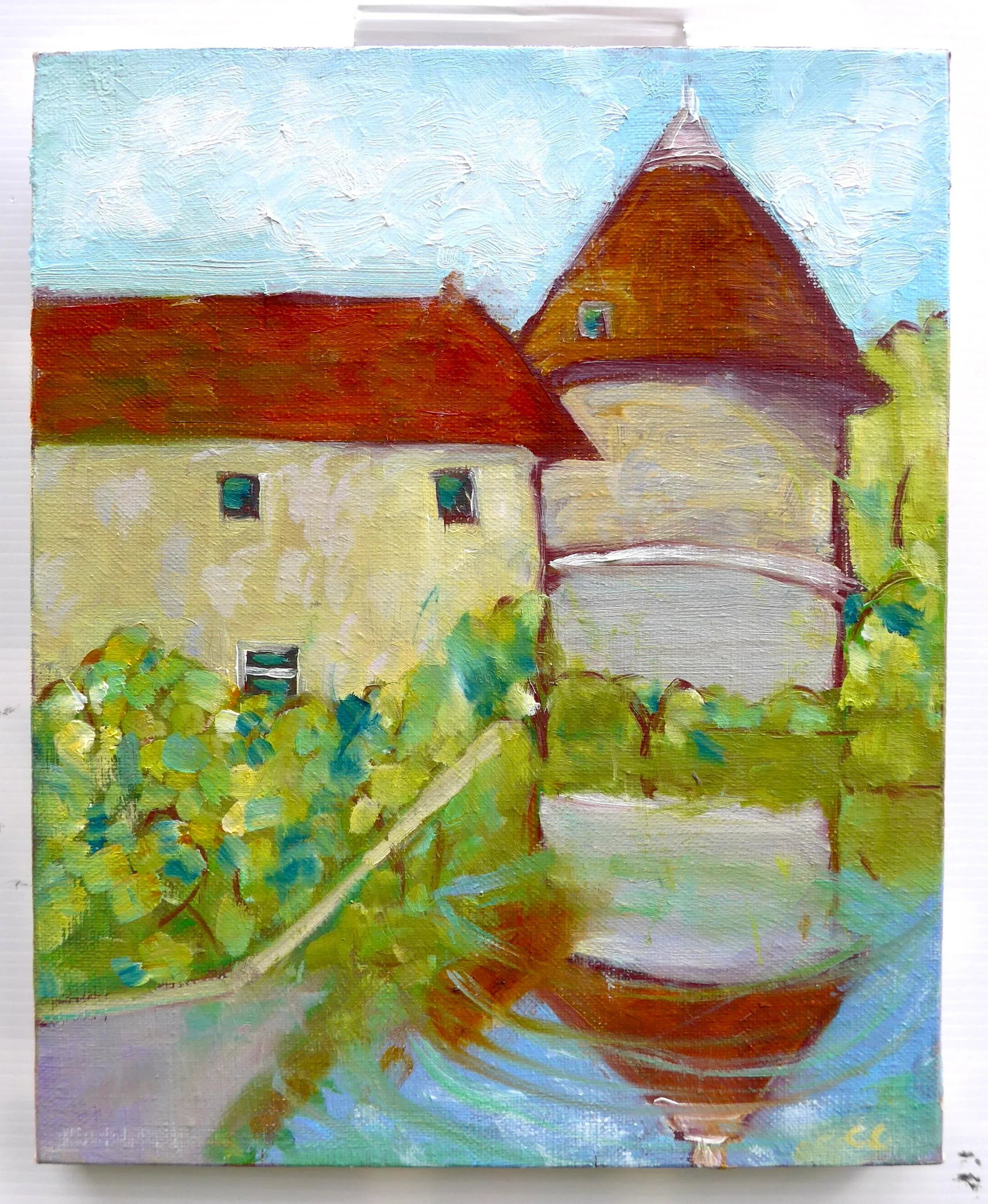 "French Country Chateau" Impressionist Style Oil Painting - 8