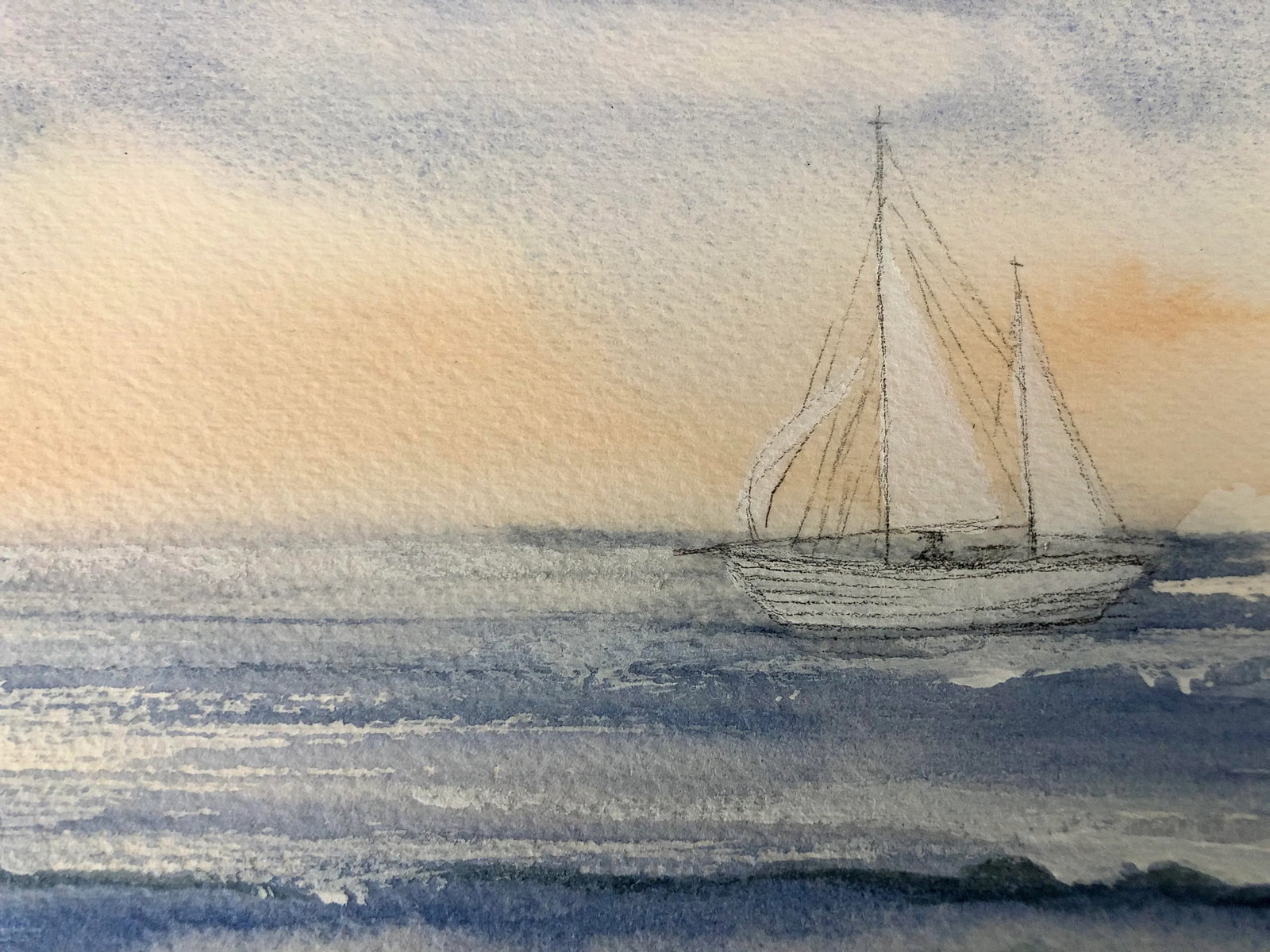 "The Sailor" Contemporary Signed Original Seascape Mixed-Media Painting - 3