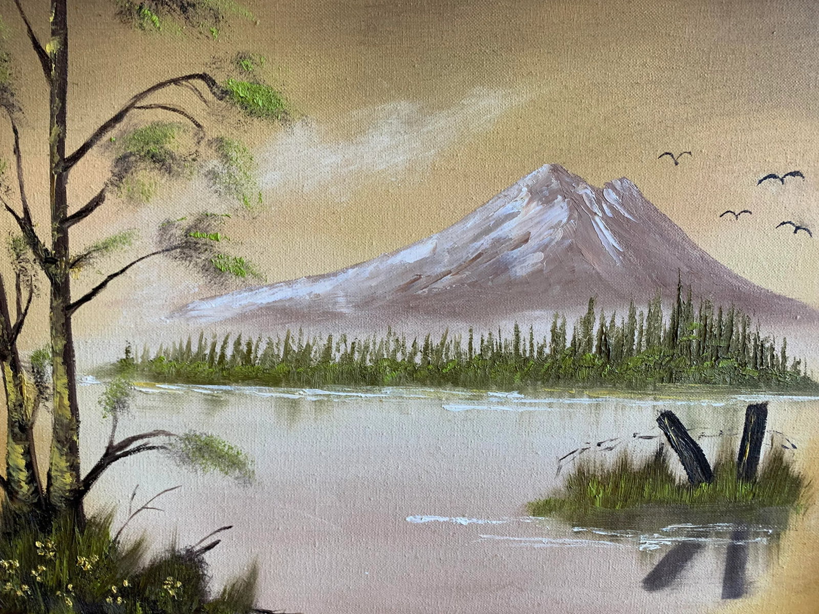 1980 Painting Lake Scene Signed by Artist - 8