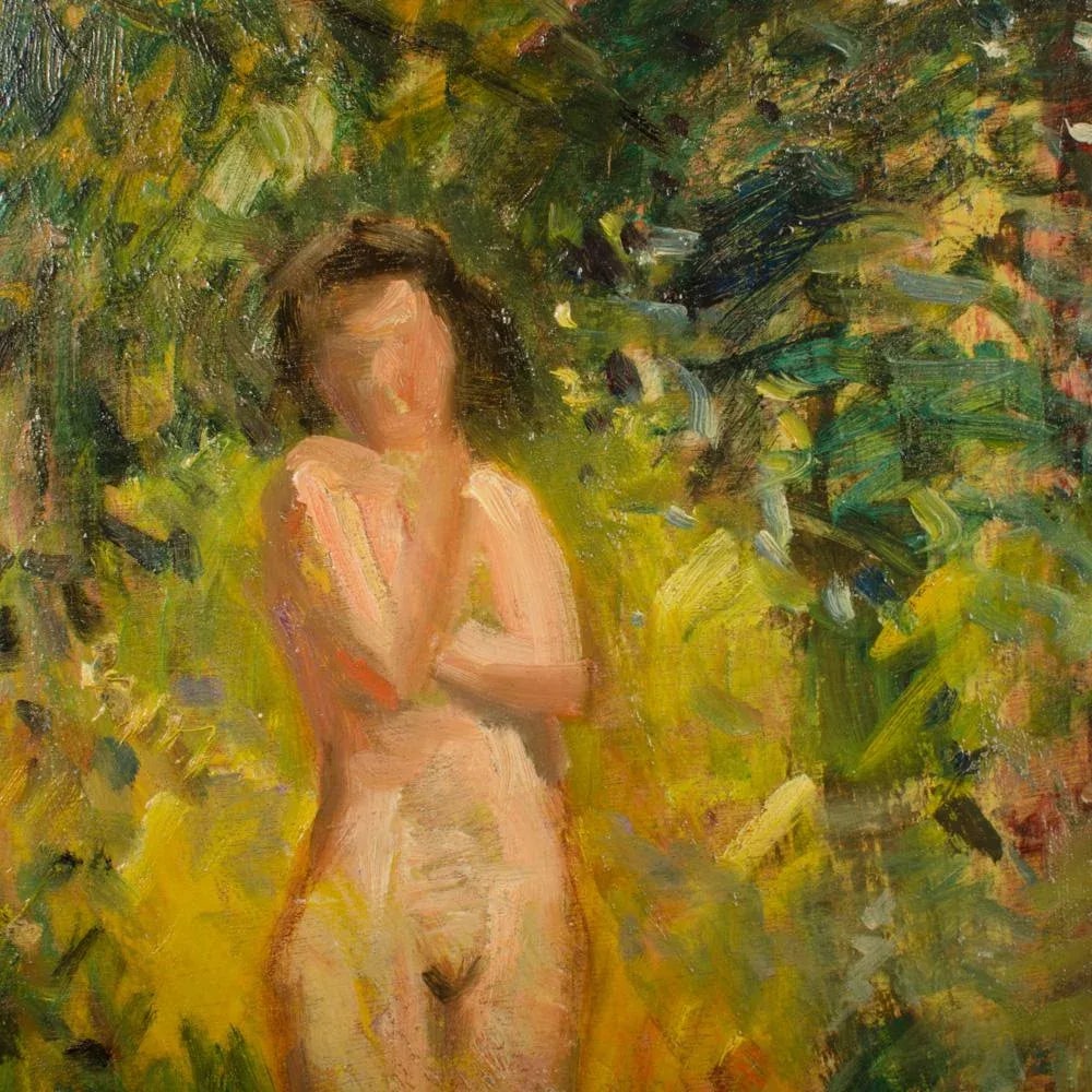 Early 20th Century "Nude in Nature" Expressionist Style Figurative Oil Painting by Jean Chaleye - 7