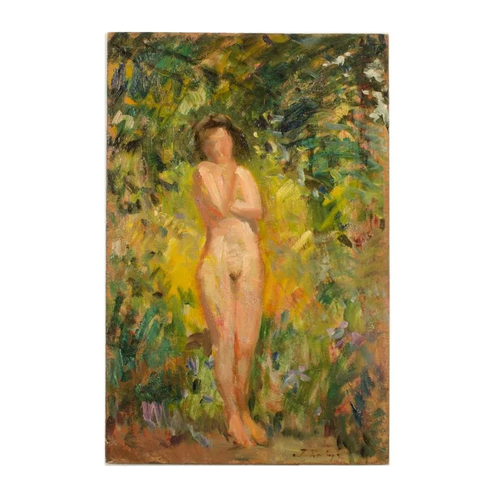 Early 20th Century "Nude in Nature" Expressionist Style Figurative Oil Painting by Jean Chaleye - 8