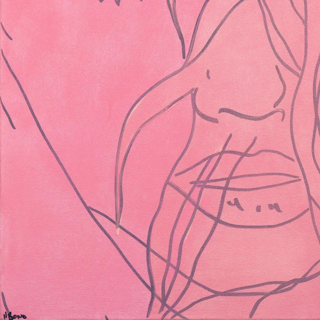 "Untitled (Pink V)" Contemporary Minimalist Figurative Acrylic Painting by Hilary Bond - 4