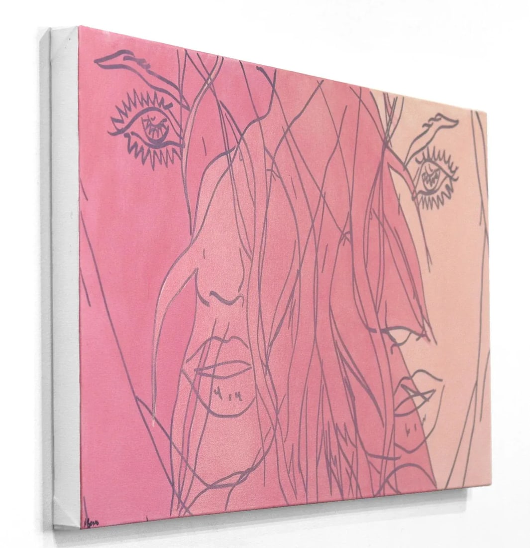 "Untitled (Pink V)" Contemporary Minimalist Figurative Acrylic Painting by Hilary Bond - 6