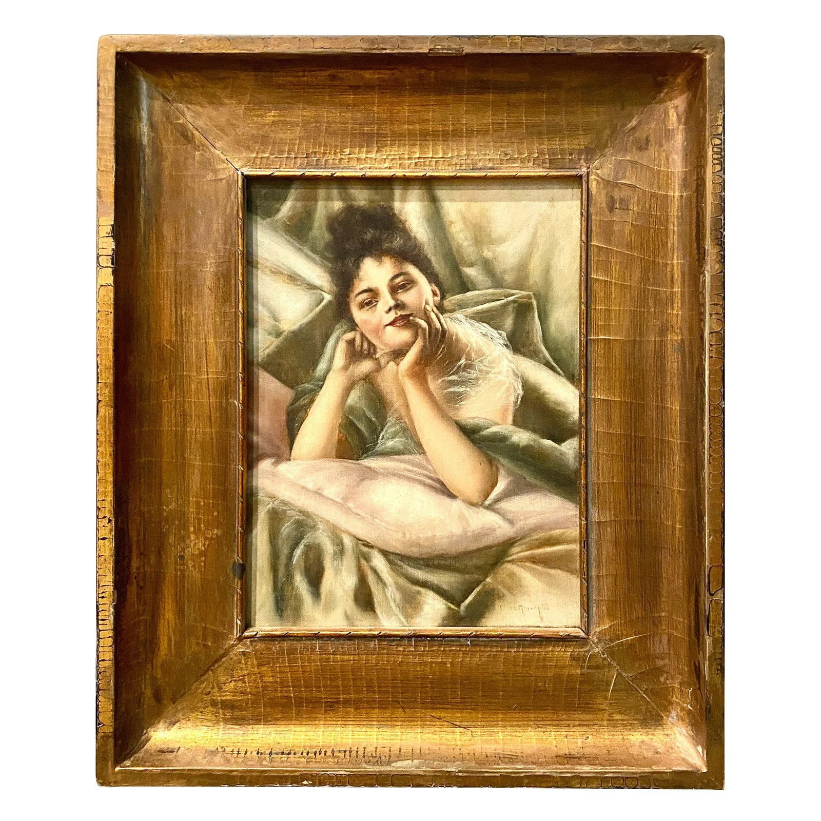 19th Century Continental School Portrait Painting of a Young Woman, Framed - 5