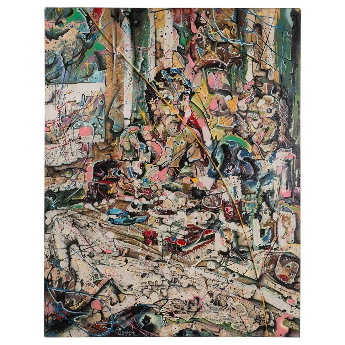 "Tea for Two" Contemporary Modernist Abstract Figurative Oil Painting by Costain - 10