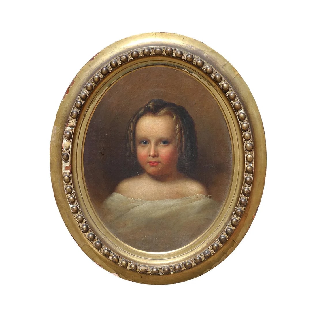 Early 20th Century Antique Oval Realistic Portrait of a Young Lady - 2