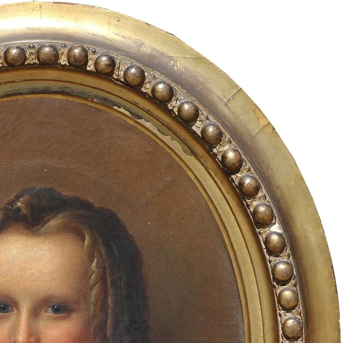 Early 20th Century Antique Oval Realistic Portrait of a Young Lady - 4