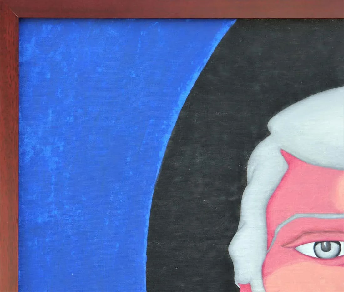 1980s "The Vision" Modernist Geometric Portrait Acrylic Painting by Robert Sandman, Framed - 2
