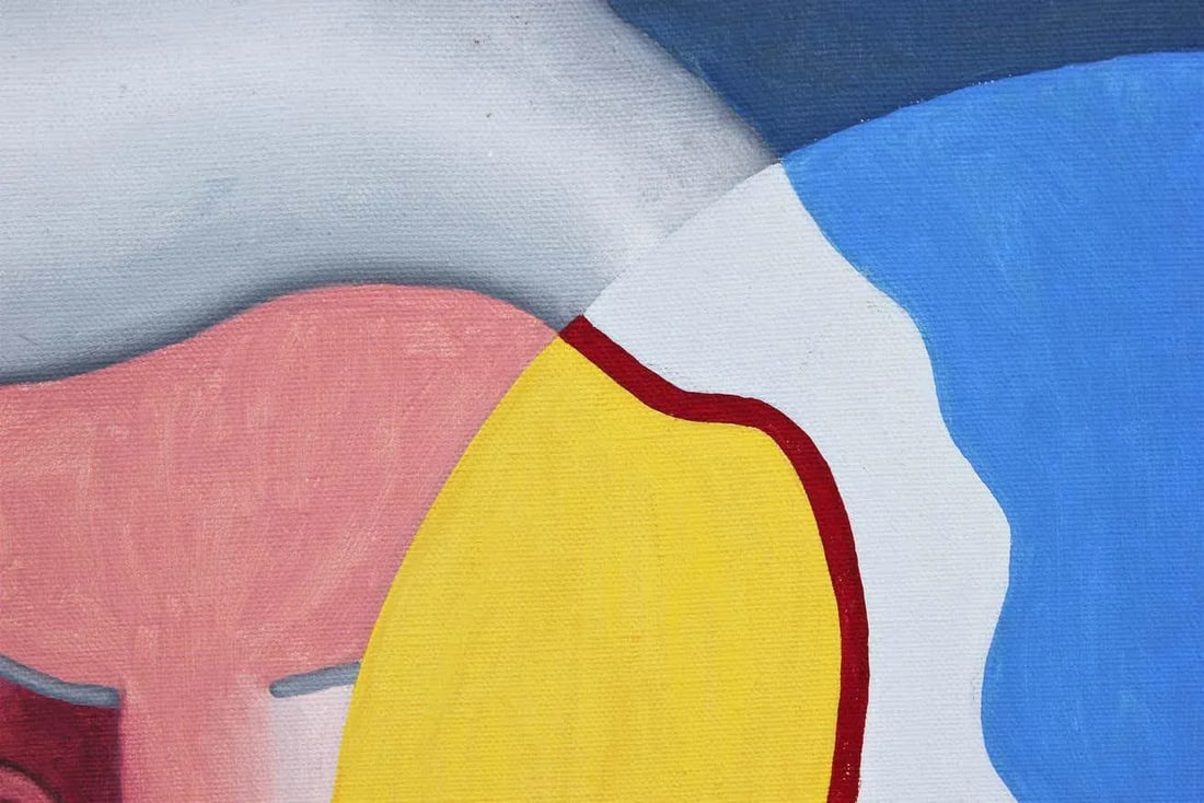 1980s "The Vision" Modernist Geometric Portrait Acrylic Painting by Robert Sandman, Framed - 4
