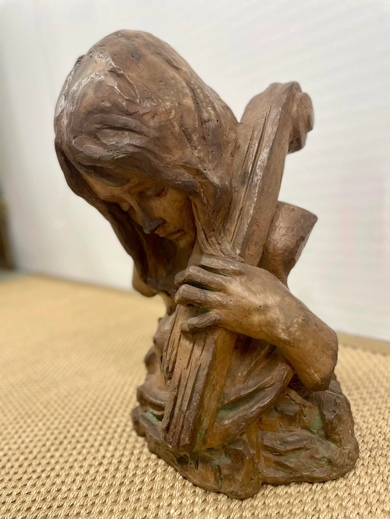 Large Italian Midcentury Clay Female Bust Sculpture - 3