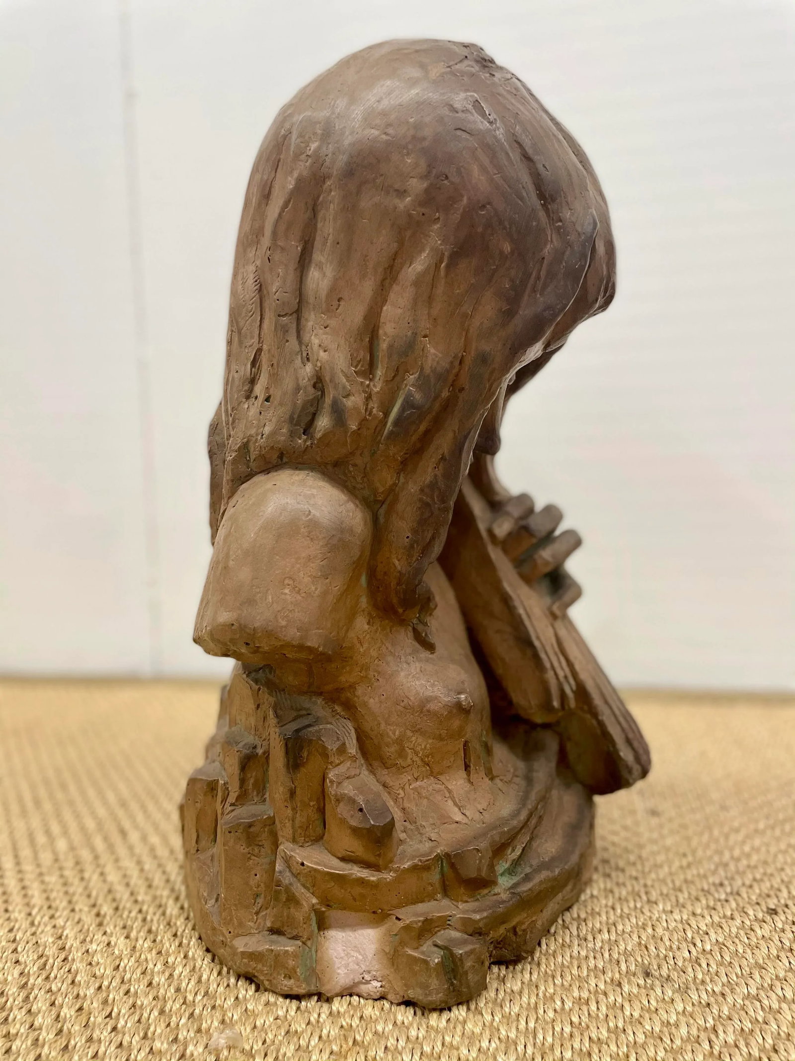 Large Italian Midcentury Clay Female Bust Sculpture - 5