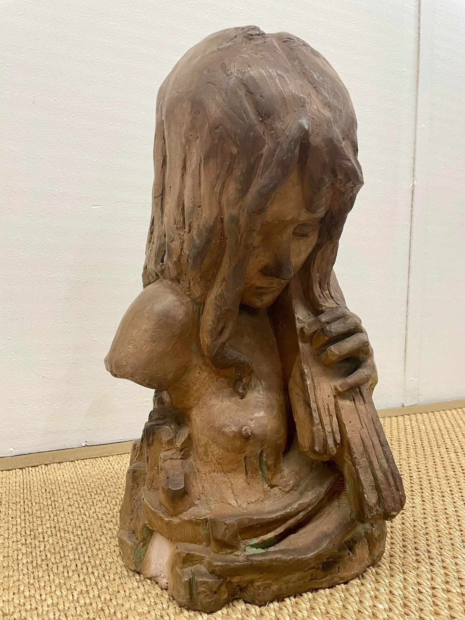 Large Italian Midcentury Clay Female Bust Sculpture - 6