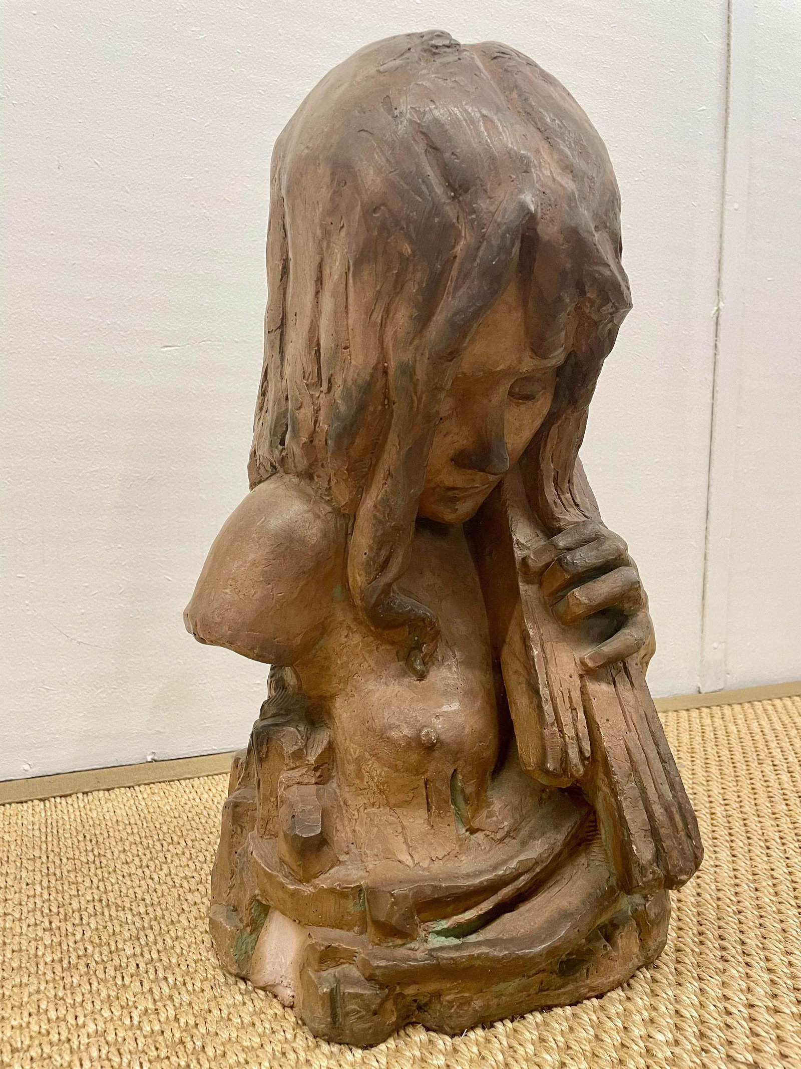 Large Italian Midcentury Clay Female Bust Sculpture - 7